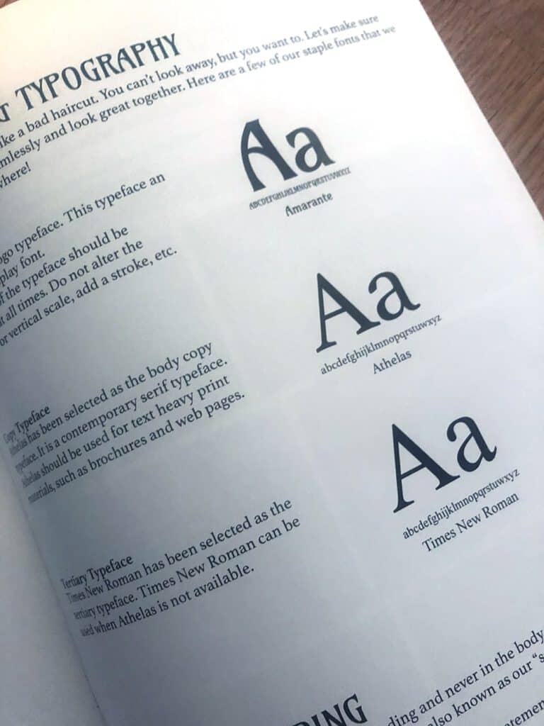 A close up of fonts in a brand book
