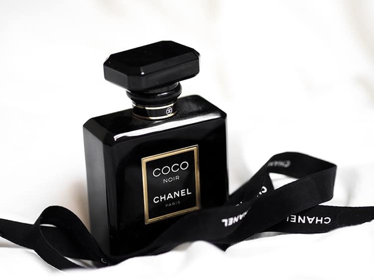 Product shot of Chanel Coco Noir perfume on a white background