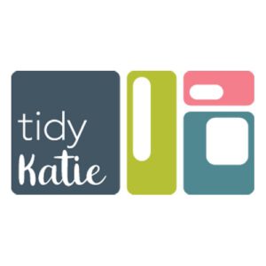 The Tidy Katie Logo. 4 colourful squares of navy, green, pink and blue.